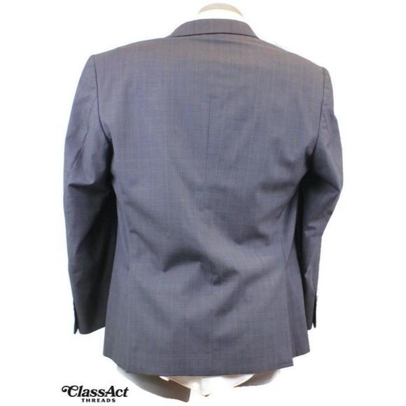 Jos A Bank Joseph Slim Fit 2 Pc Suit Mens Gray Glen Plaid 44R Flat Fronts 38" W - Picture 8 of 11